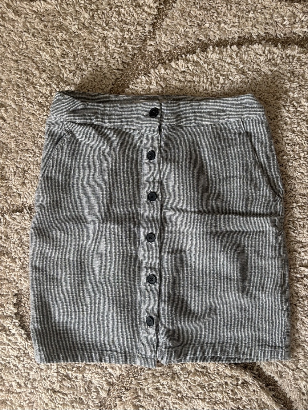 Button-Front Gray Mini Skirt